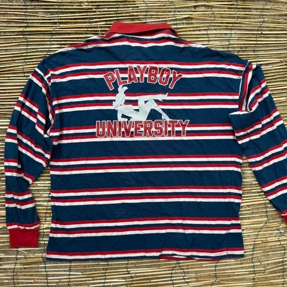 Playboy by PacSun Men's Medium Rugby Polo Long Sleeve Shirt Playboy University - Picture 1 of 8